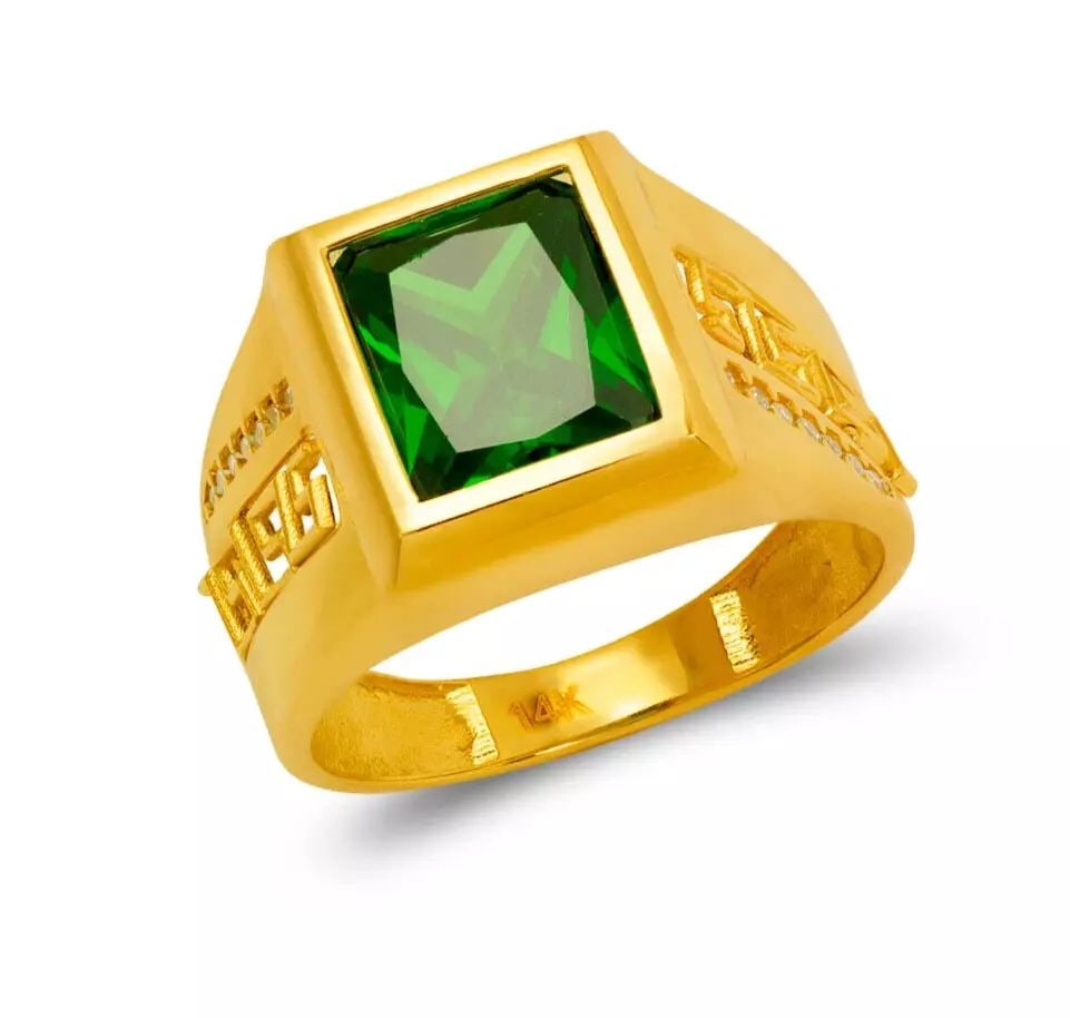 NEW 14K YELLOW GOLD MEN'S CZ RING (1 of 2)