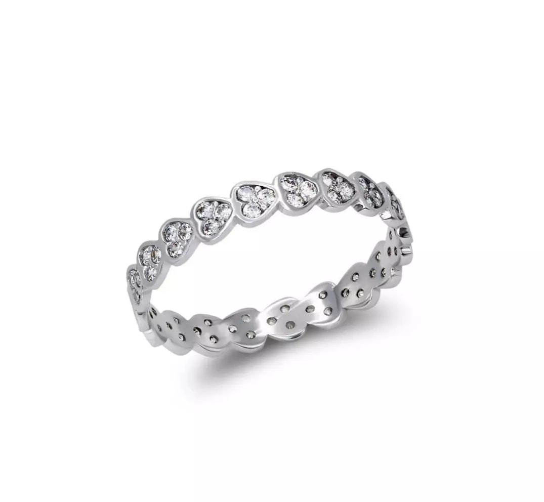 NEW 14K WHITE GOLD LADIES FANCY CZ BAND RING: NEW 14K WHITE GOLD LADIES FANCY CZ BAND RING 14K White Gold Approx. 3.5mm Band High Polished/Cubic Zirconia Available in Rose and Yellow Gold Weight: 1.5 Grams