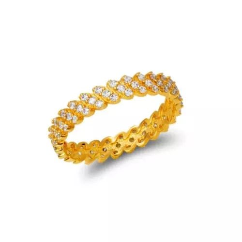 NEW 14K YELLOW GOLD LADIES FANCY CZ BAND RING: NEW 14K YELLOW GOLD LADIES FANCY CZ BAND RING 14K Yellow Gold Approx. 3.5mm Band High Polished/Cubic Zirconia Available in Rose and White Gold Weight: 1.6 Grams