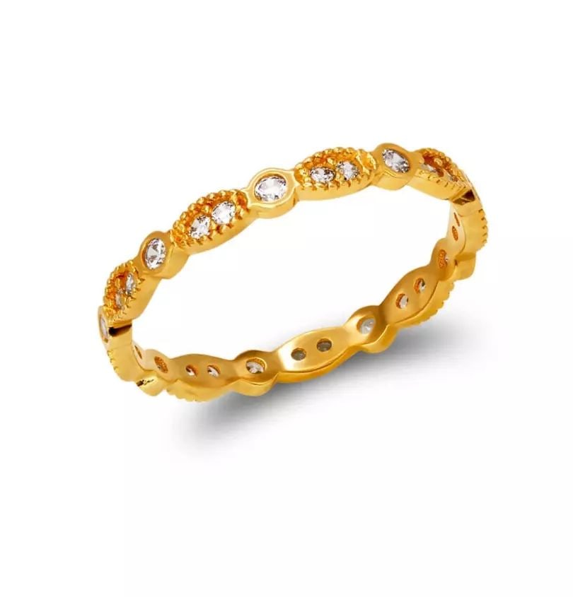 NEW 14K YELLOW GOLD LADIES FANCY CZ BAND RING (1 of 2)