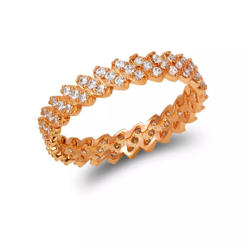 NEW 14K ROSE GOLD LADIES FANCY CZ BAND RING (1 of 2)