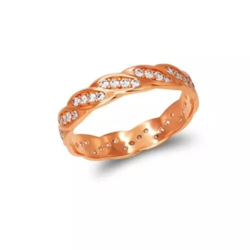 NEW 14K ROSE GOLD LADIES FANCY CZ BAND RING (1 of 2)