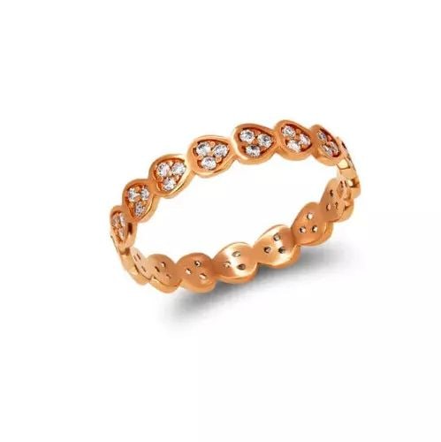 NEW 14K ROSE GOLD LADIES FANCY CZ BAND RING (1 of 2)