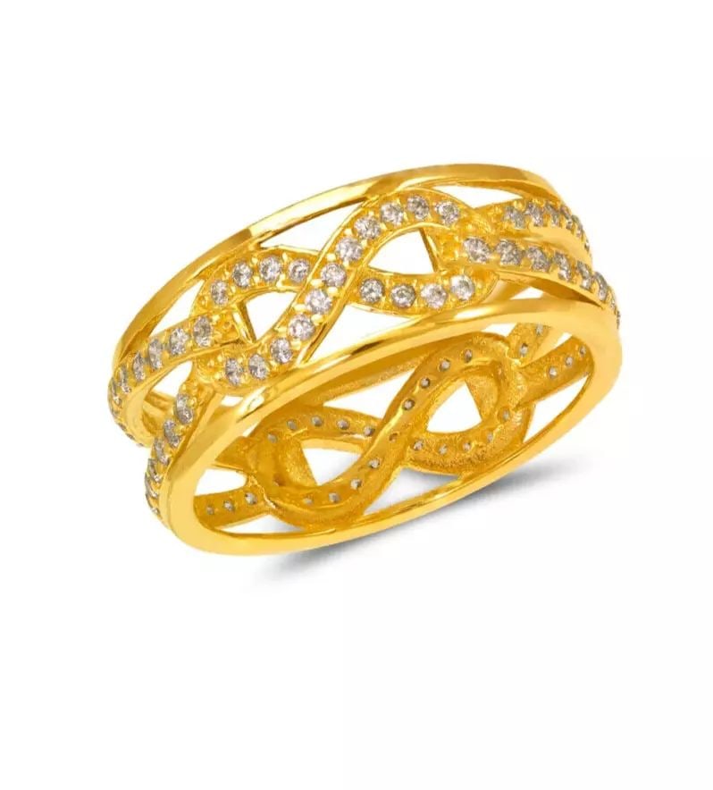 NEW 14K YELLOW GOLD LADIES FANCY CZ RING (1 of 2)