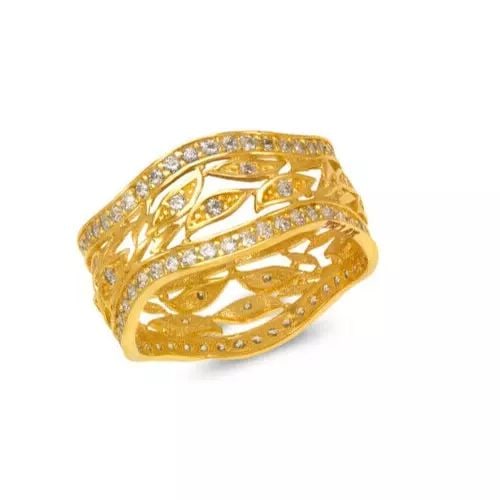 NEW 14K YELLOW GOLD LADIES FANCY CZ RING (1 of 2)