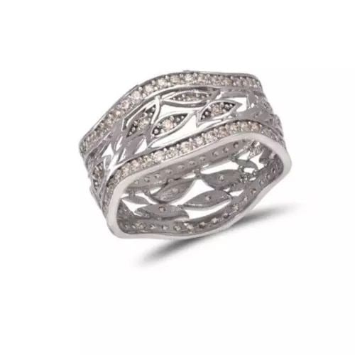 NEW 14K WHITE GOLD LADIES FANCY CZ RING (1 of 2)