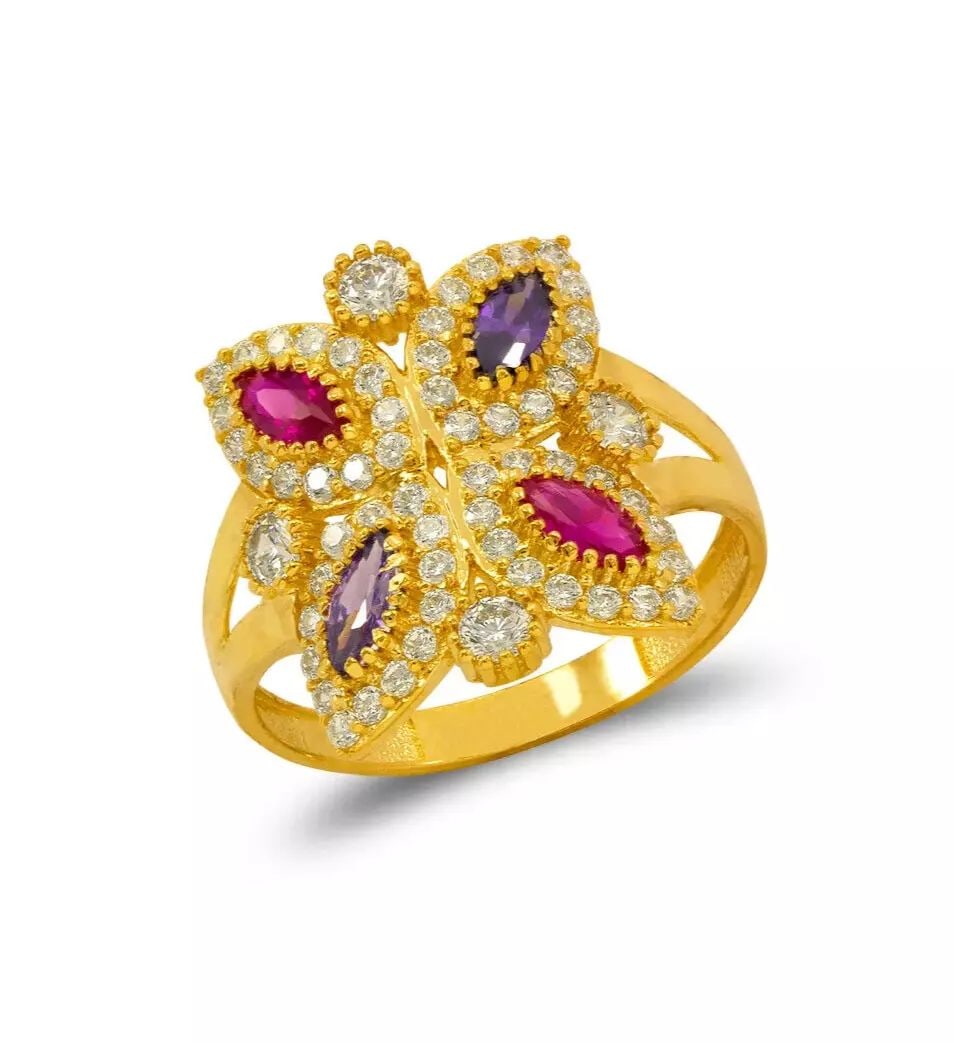 NEW 14K YELLOW GOLD HIGH POLISHED CZ RING (1 of 2)