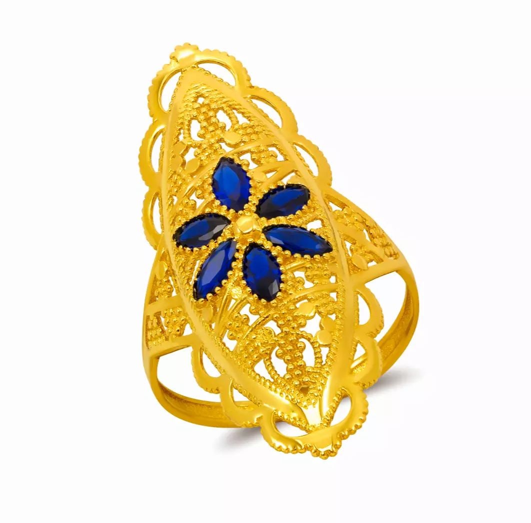 NEW 14K YELLOW GOLD HIGH POLISHED CZ FILIGREE RING (1 of 2)