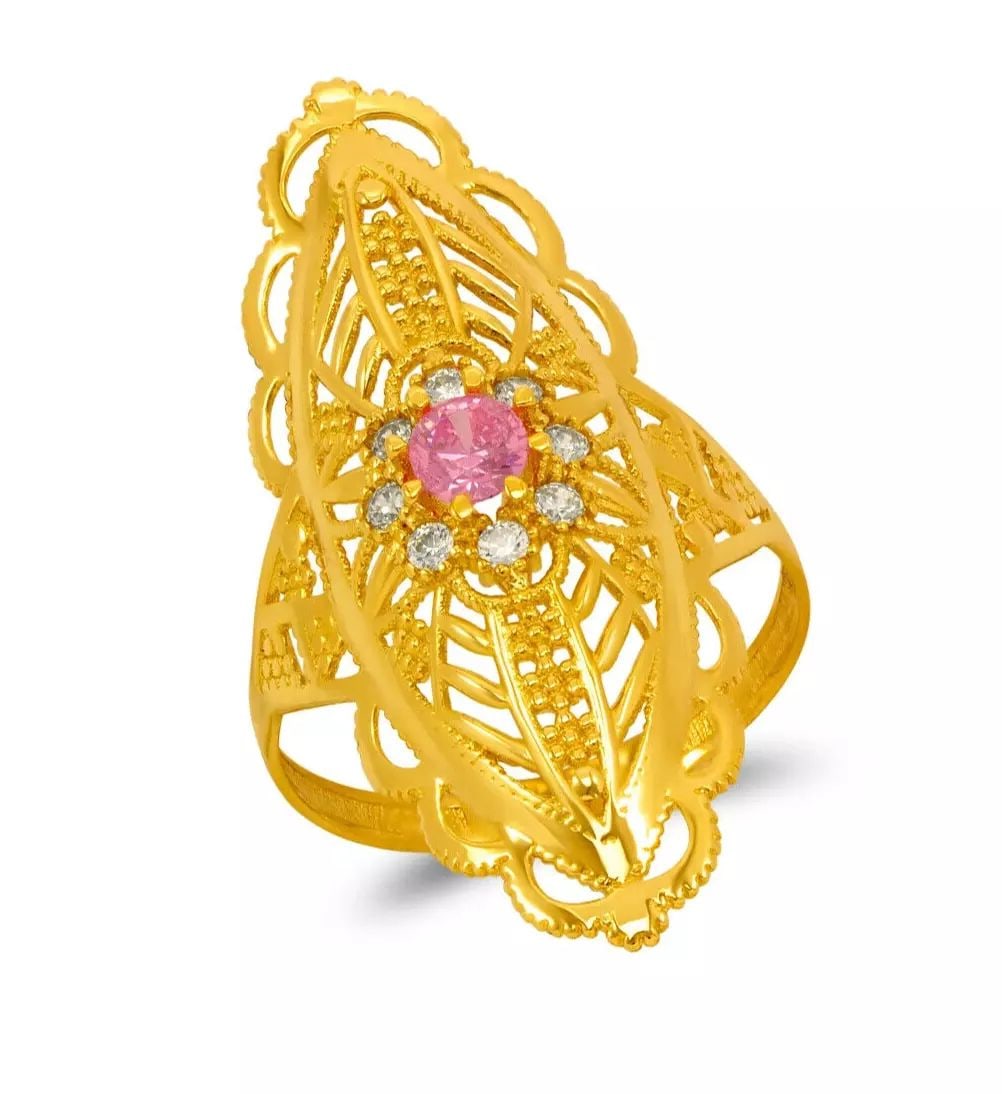 NEW 14K YELLOW GOLD HIGH POLISHED CZ FILIGREE RING (1 of 2)