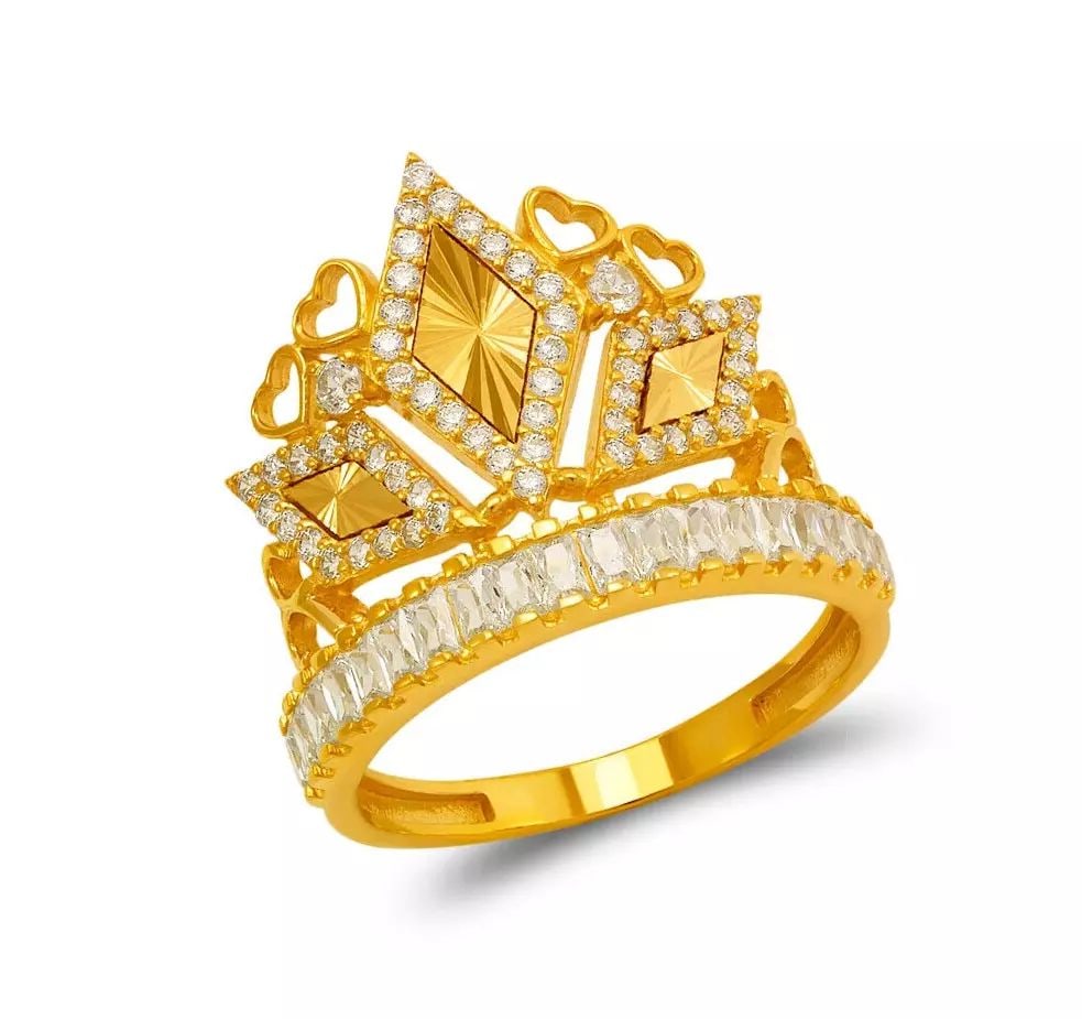 NEW 14K YELLOW GOLD FANCY TIARA CZ RING (1 of 2)