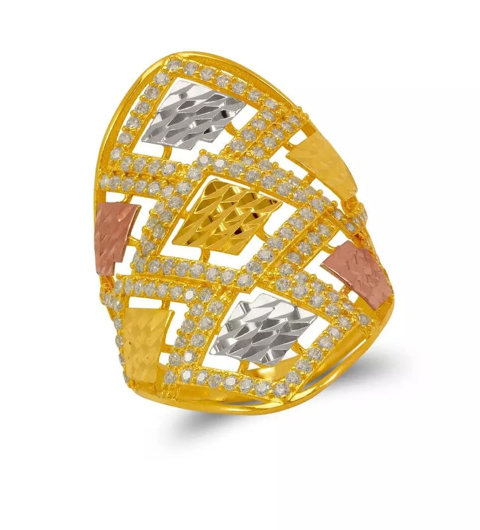 NEW 14K TRI COLOR GOLD LADIES CZ RING (1 of 2)