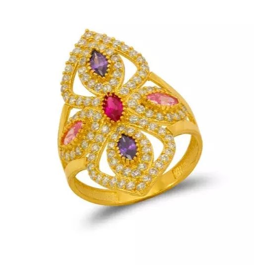 NEW 14K YELLOW GOLD HIGH POLISHED CZ RING (1 of 2)