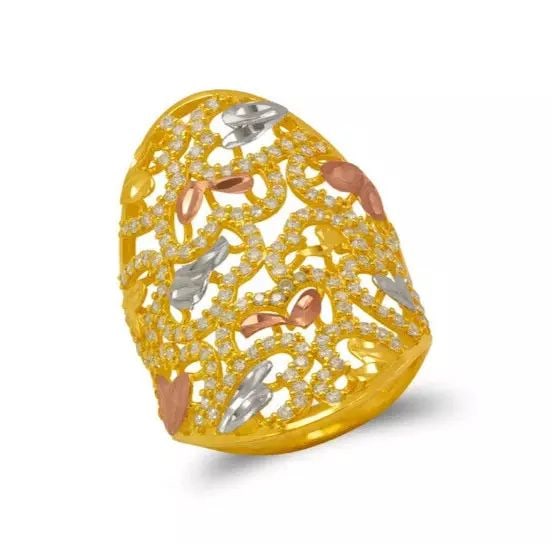 NEW 14K TRI COLOR GOLD MOSAIC CZ RING (1 of 2)