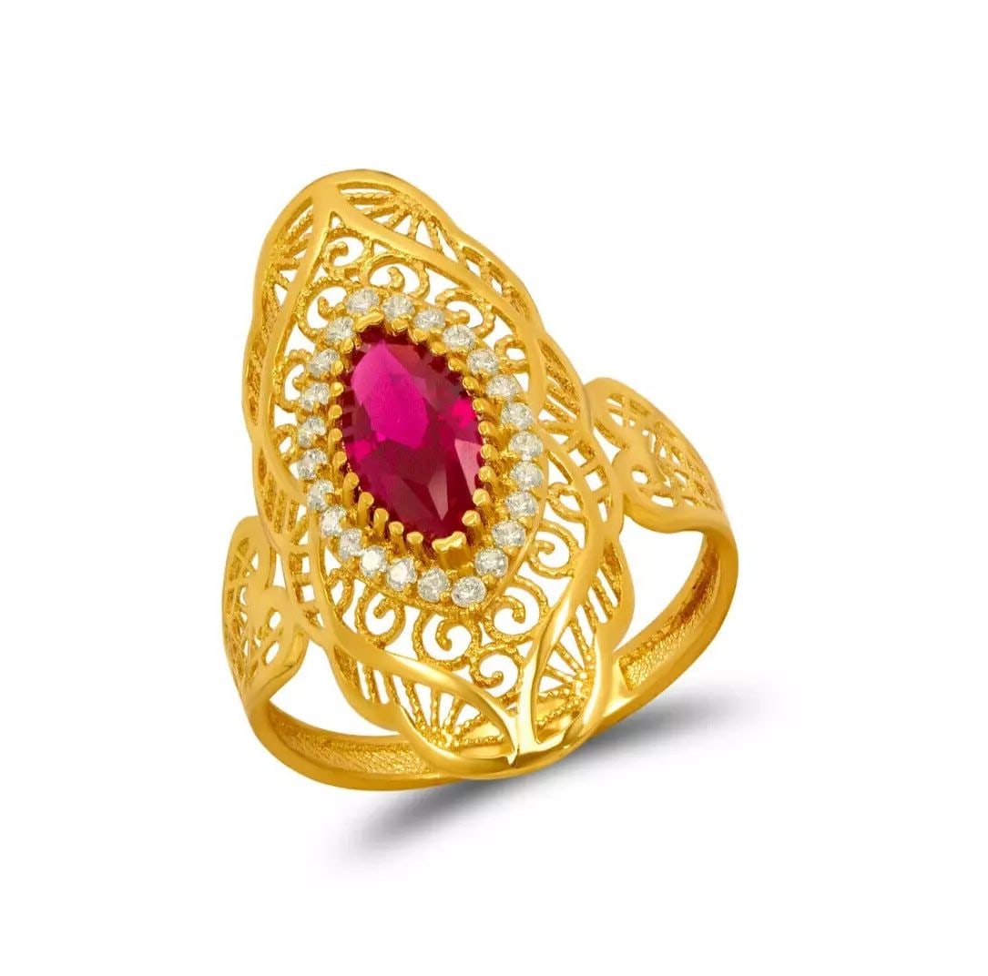 NEW 14K YELLOW GOLD HIGH POLISHED CZ FILIGREE RING (1 of 2)