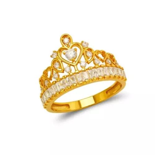 NEW 14K YELLOW GOLD FANCY TIARA CZ RING (1 of 2)