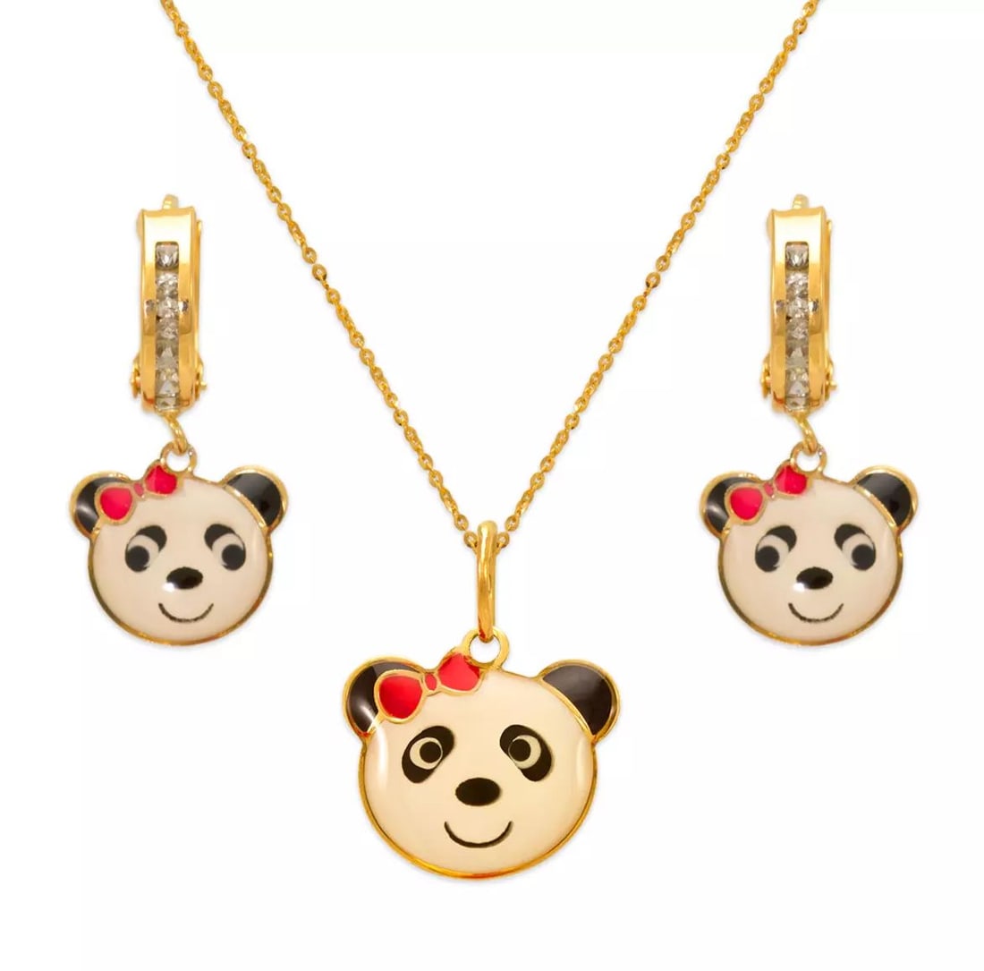 NEW 14K YELLOW GOLD CUPCAKE ENAMEL SET: NEW 14K YELLOW GOLD CUPCAKE ENAMEL SET 14K Yellow Gold Approx. Measurements: Earrings- 10x20mm, Pendant- 12x10mm Cubic Zirconia Enamel Finish Items in this Set: Earrings, Pendant Chains Sold Separatel