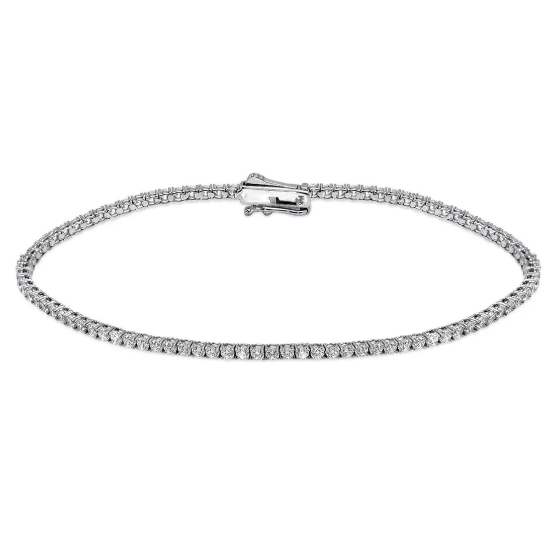 NEW 14K WHITE GOLD ROUND PAVE TENNIS CZ BRACELET 1.75 mm (1 of 2)