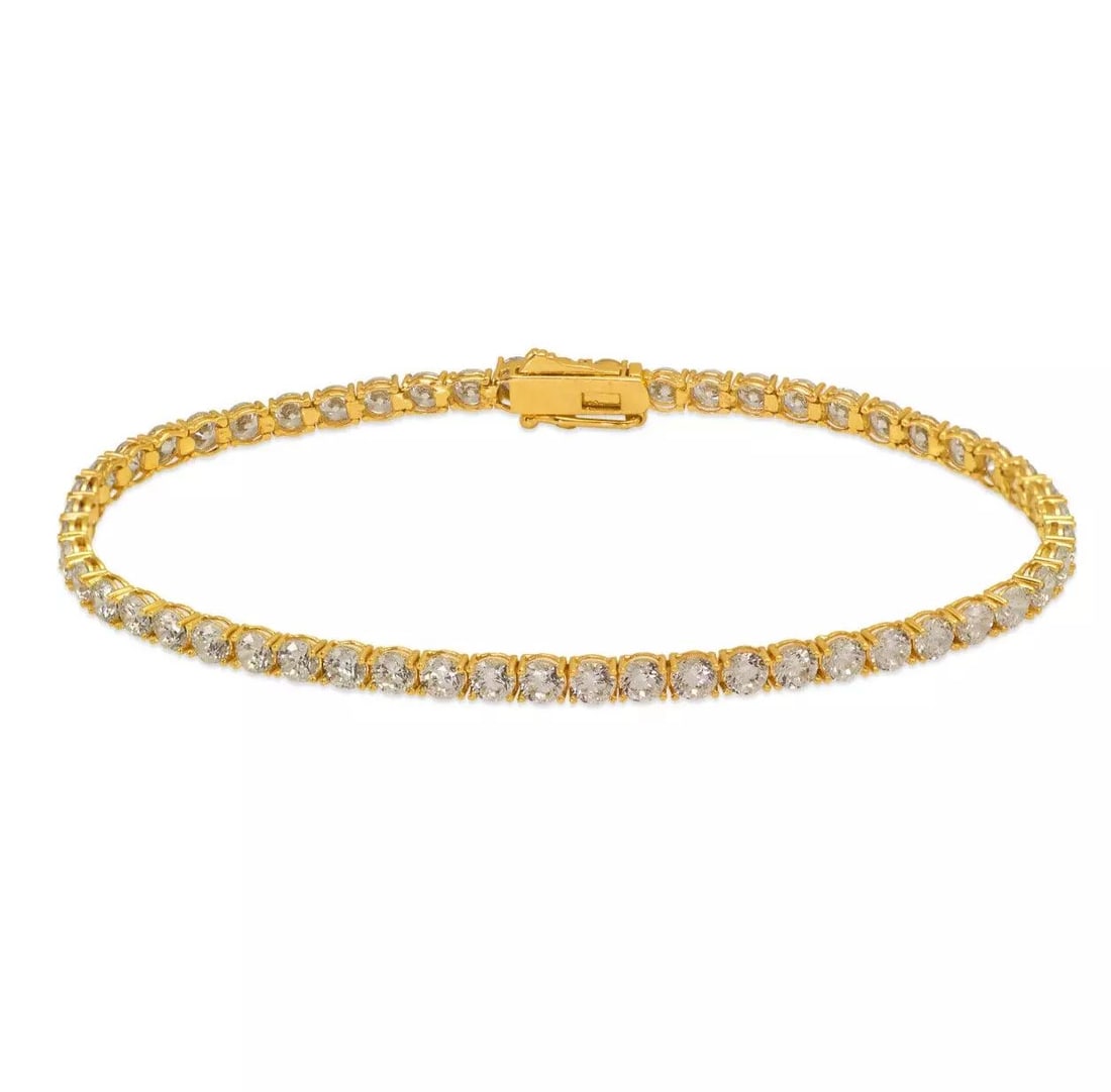 NEW 14K YELLOW GOLD ROUND PAVE CZ TENNIS BRACELET 3mm (1 of 2)