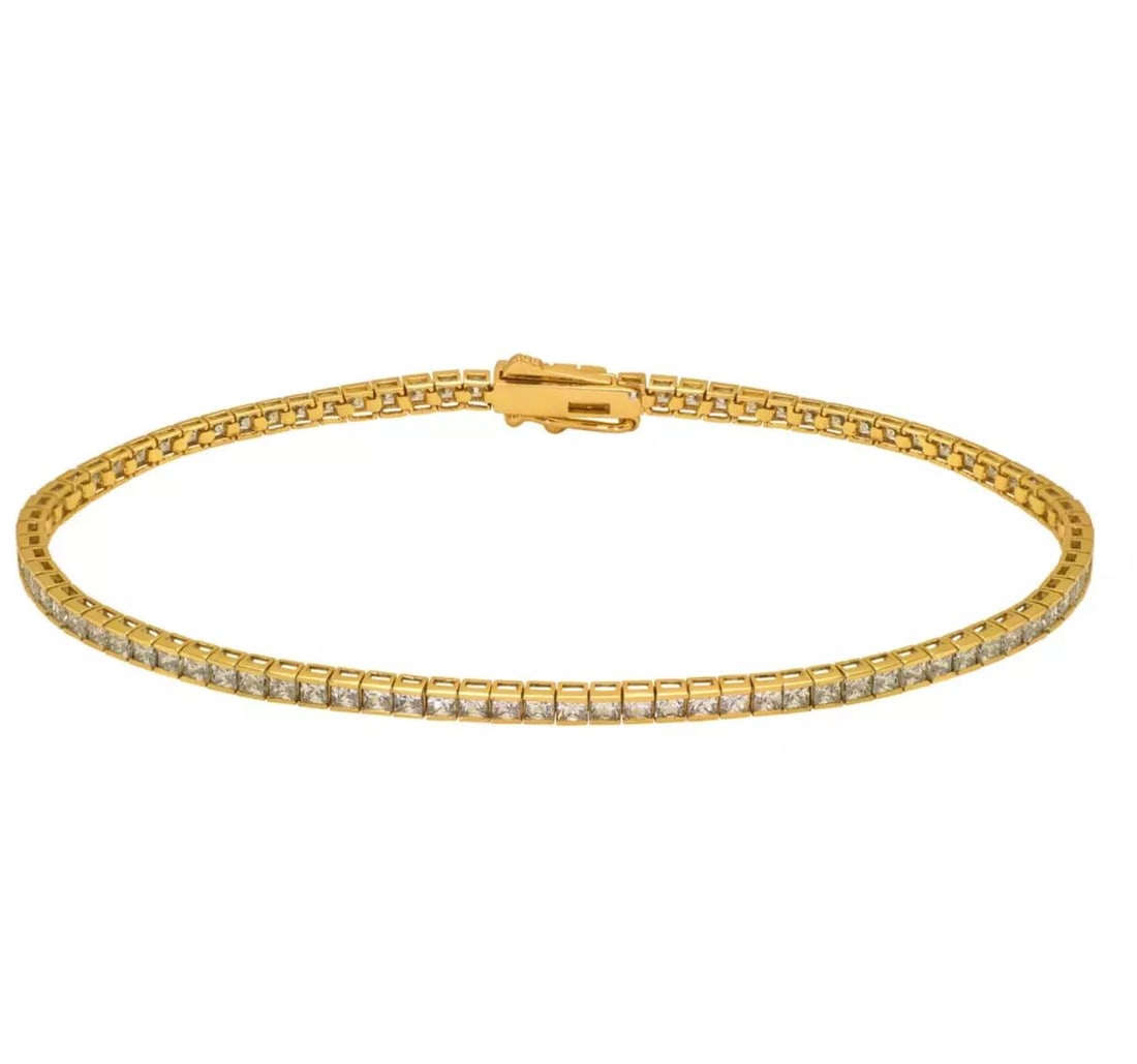 NEW 14K YELLOW GOLD CHANNEL TENNIS CZ BRACELET 1.75 mm: NEW 14K YELLOW GOLD CHANNEL TENNIS CZ BRACELET 1.75 mm 14K Yellow Gold Approx. 1.75mm Stone Cubic Zirconia Available in White Gold Box Clasp Length : 7" Inch Weight: 5.2 Grams