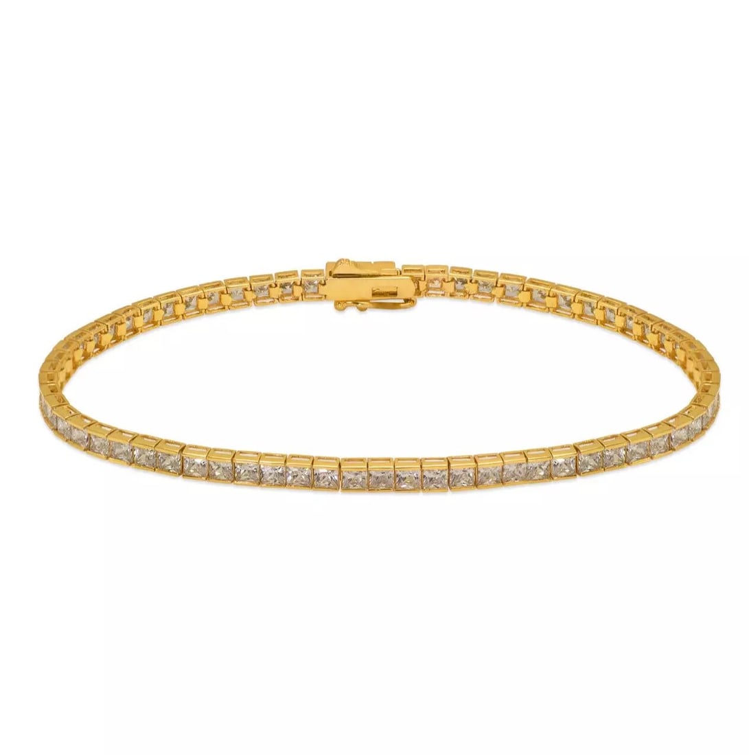 NEW 14K YELLOW GOLD CHANNEL TENNIS CZ BRACELET 2.5 mm (1 of 2)