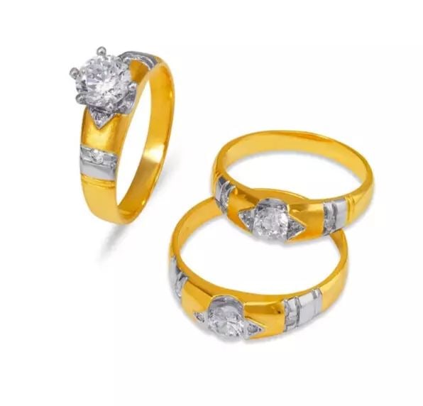 NEW 14K TWO TONE GOLD WEDDING TRIO RING SET (1 of 2)