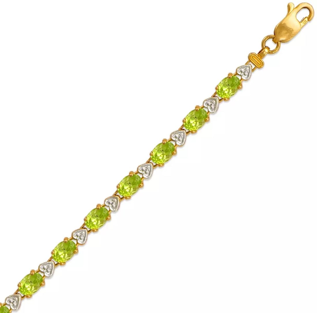 NEW 14K YELLOW GOLD MYSTIC TOPAZ BRACELET: NEW 14K YELLOW GOLD MYSTIC TOPAZ BRACELET 14K Yellow Gold Green Cubic Zirconia Lobster lock Length : 7" Inch Weight: 7.6 Grams