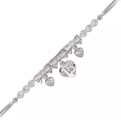NEW 14K WHITE GOLD FANCY 15 ANOS CZ BRACELET 2mm (1 of 2)