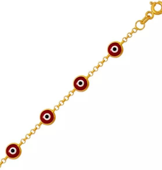NEW 14K YELLOW GOLD EVIL EYE BRACELET 6mm: NEW 14K YELLOW GOLD EVIL EYE BRACELET 6mm 14K Yellow Gold Approx. 6.0mm Wide High Polished Enamel Spring Lock Length : 6" Inch Weight: 2.1 Grams