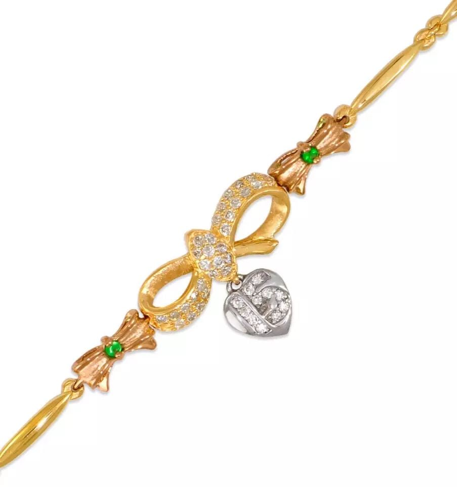 NEW 14K TRI COLOR GOLD FANCY 15 ANOS CZ BRACELET: NEW 14K TRI COLOR GOLD FANCY 15 ANOS CZ BRACELET 14K Tricolor Gold Approx. 2mm Wide, 16mm Center High Polished/Satin Finished/Cubic Zirconia Available in Yellow and White Gold H-Clasp Length : 7" Inch