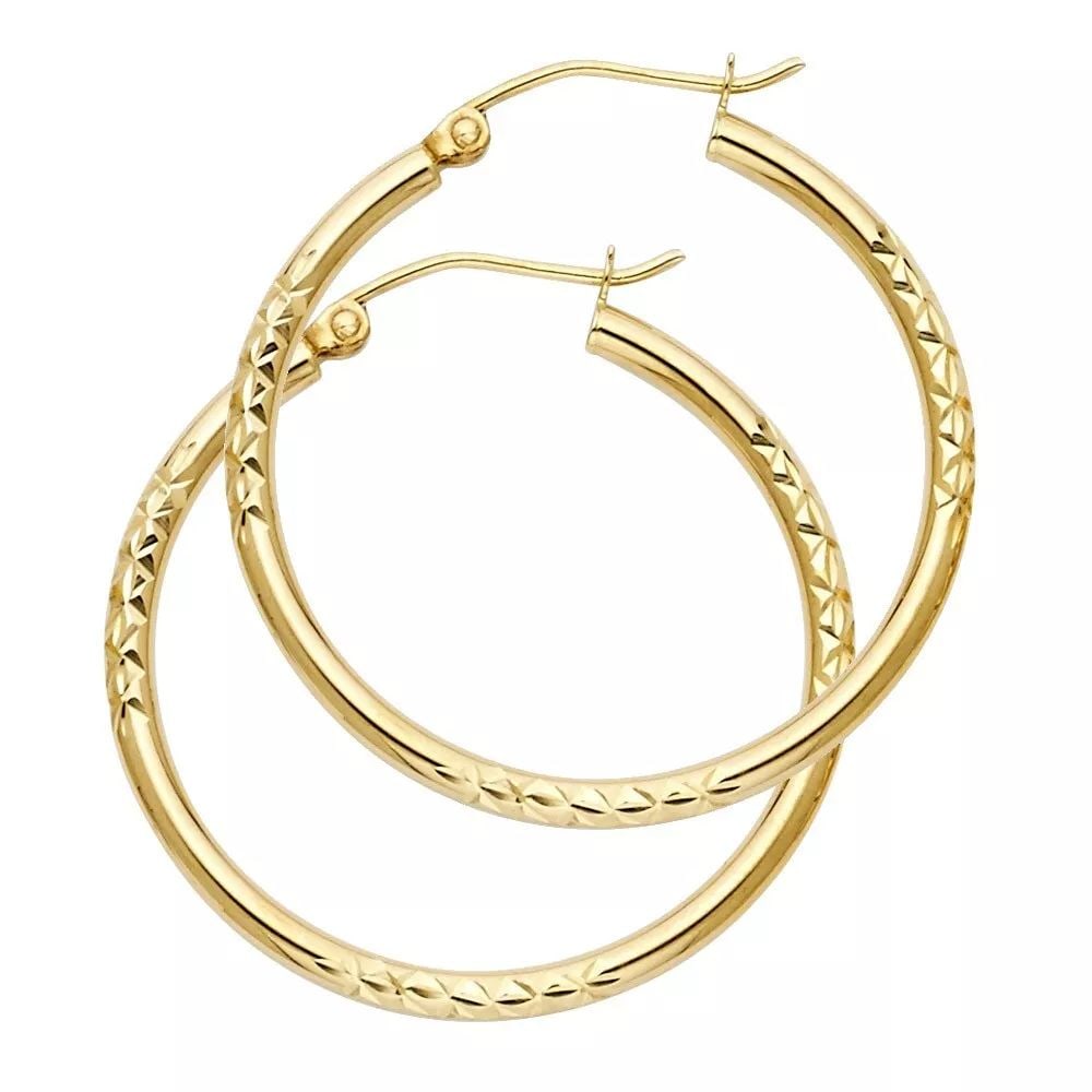 NEW 14K YELLOW GOLD DC HOOP EARRINGS (1 of 2)