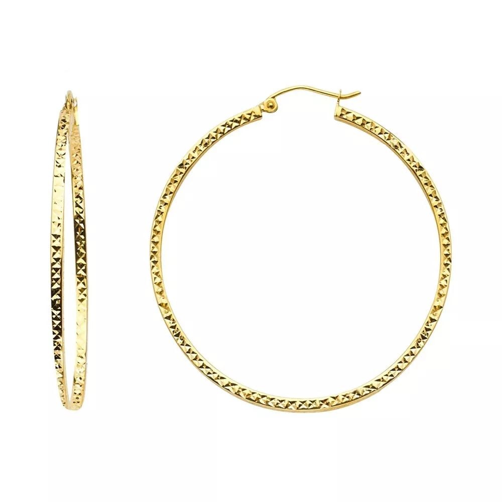 NEW 14K YELLOW GOLD FULL DC HOLLOW SQUARE TUBE HOOP EARRINGS: NEW 14K YELLOW GOLD FULL DC HOLLOW SQUARE TUBE HOOP EARRINGS 14K Yellow Gold NEW FULL DC HOLLOW SQUARE TUBE HOOP EARRINGS WEIGHT: 2.3g
