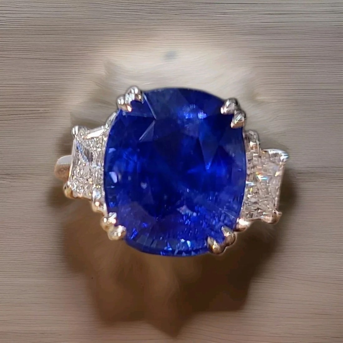 GIA CERT PLATINUM ENGAGEMENT RING 10.83CT. NATURAL BLUE SAPPHIRE CUSHION SHAPE: GIA CERT PLATINUM ENGAGEMENT RING 10.83CT. NATURAL BLUE SAPPHIRE CUSHION SHAPE GORGEOUS platinum engagement ring natural blue sapphire in cushion shape GIA cert center weight 10.83carat. size 11.4x13.