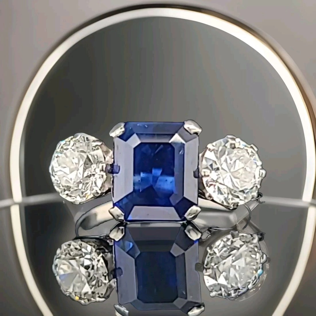 PLATINUM VINTAGE FILIGREE ENGAGEMENT RING 3.38CT.NATURAL UNHEATED BLUE SAPPHIRE: PLATINUM VINTAGE FILIGREE ENGAGEMENT RING 3.38CT.NATURAL UNHEATED BLUE SAPPHIRE This stunning platinum ring is a true vintage piece from the Art Deco era, featuring a beautiful 3.38 carat natural, unh