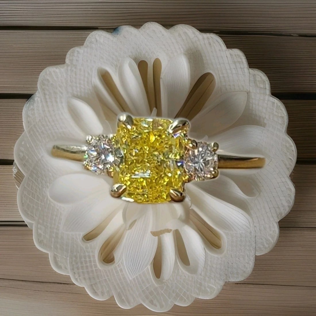 14K YELLOW GOLD RING 1.81CT.NATURAL FANCY VIVID YELLOW DIAMOND CUSHION GIA CERT (1 of 2)