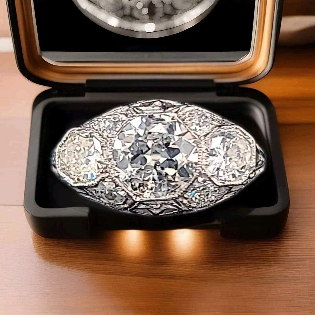 1.45CT. PLATINUM VINTAGE FILIGREE ENGAGEMENT RING NATURAL OLD EURO CUT DIAMOND: 1.45CT. PLATINUM VINTAGE FILIGREE ENGAGEMENT RING NATURAL OLD EURO CUT DIAMOND Gorgeous art deco filigree Platinum and gold Engagement ring circ 1920s center natural old euro cut round Diamond weight