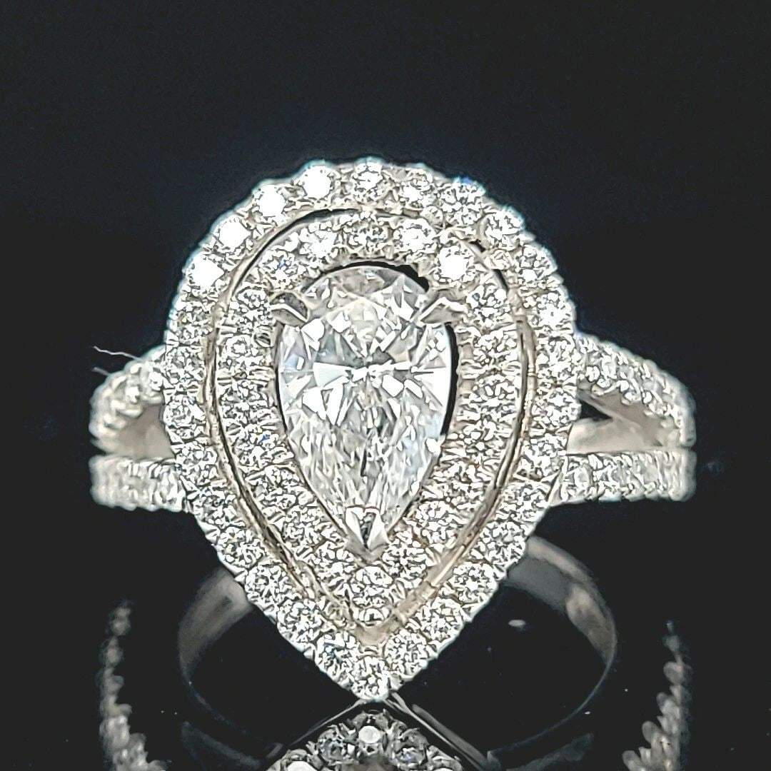 14K WHITE GOLD NATURAL PEAR SHAPE DIAMOND RING 3.80CT I-VS1 (1 of 2)