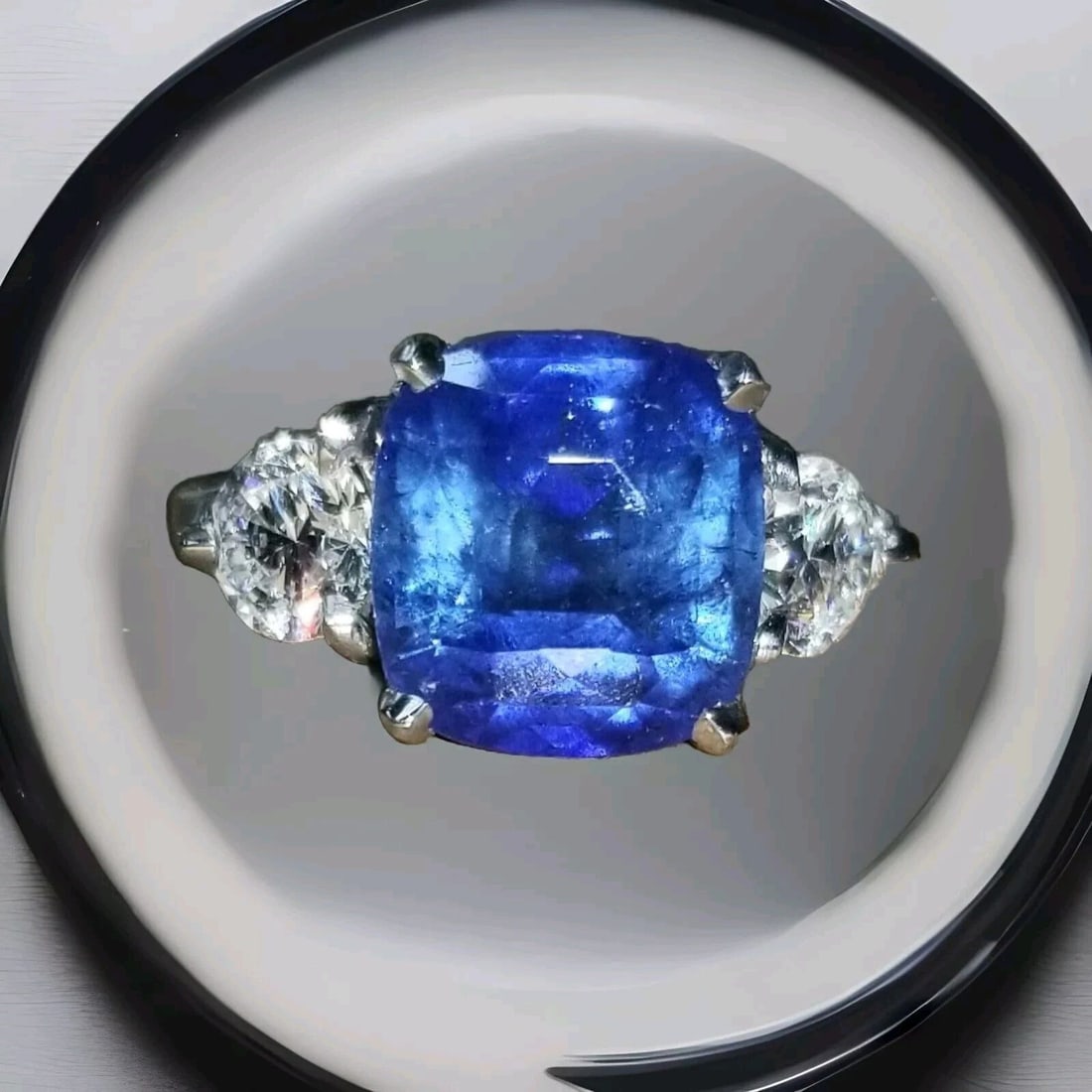 VINTAGE 14K GOLD ENGAGEMENT RING 4.88CT CUSHION SHAPE BLUE SAPPHIRE GIA CERT (1 of 2)