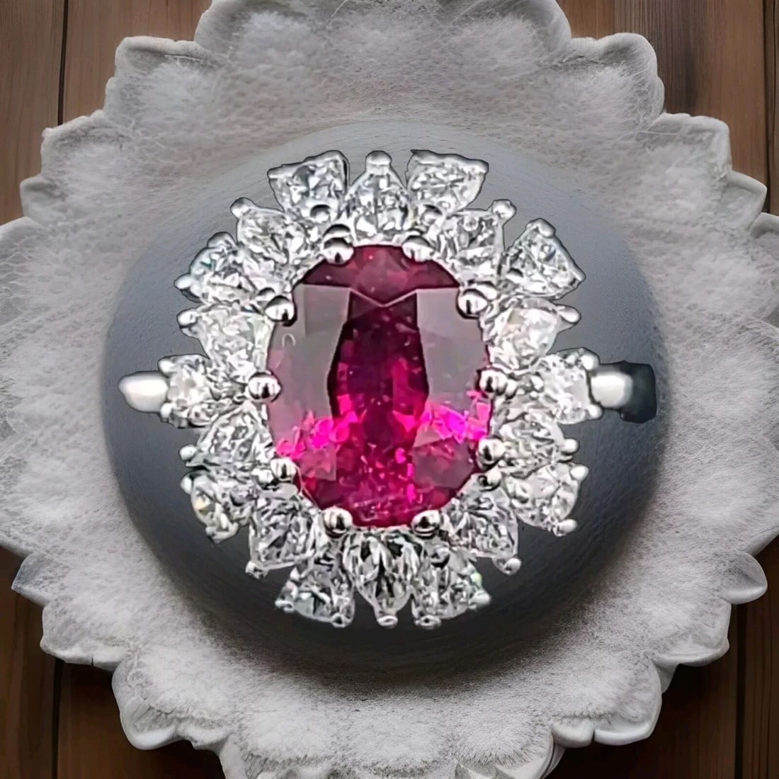 PLATINUM VINTAGE RING 2.06CT NATURAL UNTREATED RED RUBY OVAL SHAPE GIA CERT (1 of 2)