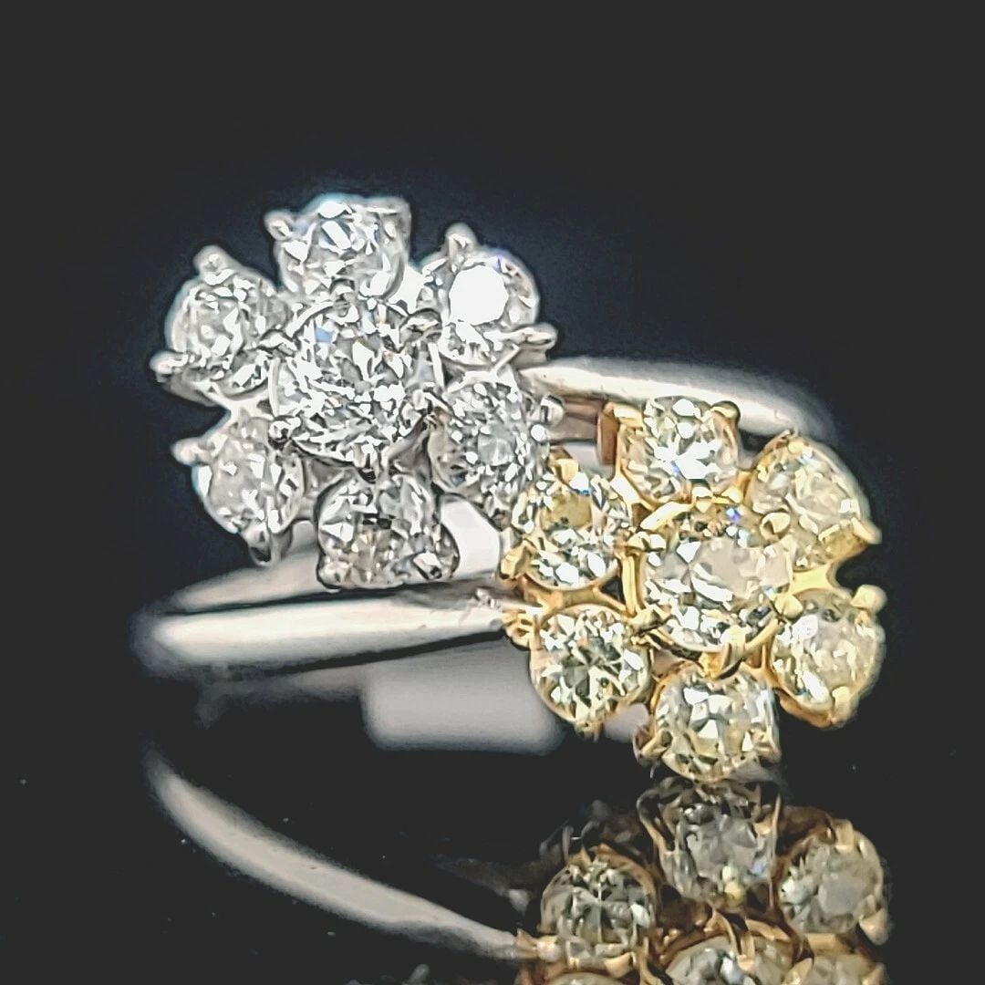 PLATINUM 18K YELLOW GOLD VINTAGE RING 2.45CT. OLD MINE CUT NATURAL DIAMOND (1 of 2)