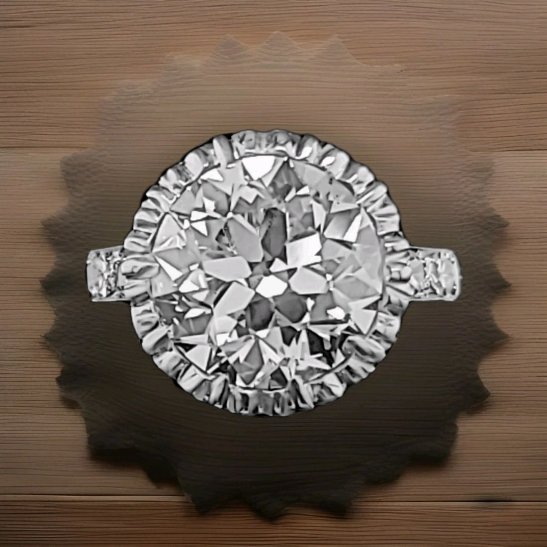 VINTAGE PLATINUM ENGAGEMENT RING 5.10CT.LAB GROWN OLD EURO ROUND CUT DIAMOND: VINTAGE PLATINUM ENGAGEMENT RING 5.10CT.LAB GROWN OLD EURO ROUND CUT DIAMOND The Vintage Platinum Engagement Ring with 5.10CT Lab Grown Old Euro Round Cut Diamond is a stunning piece of jewelry that e