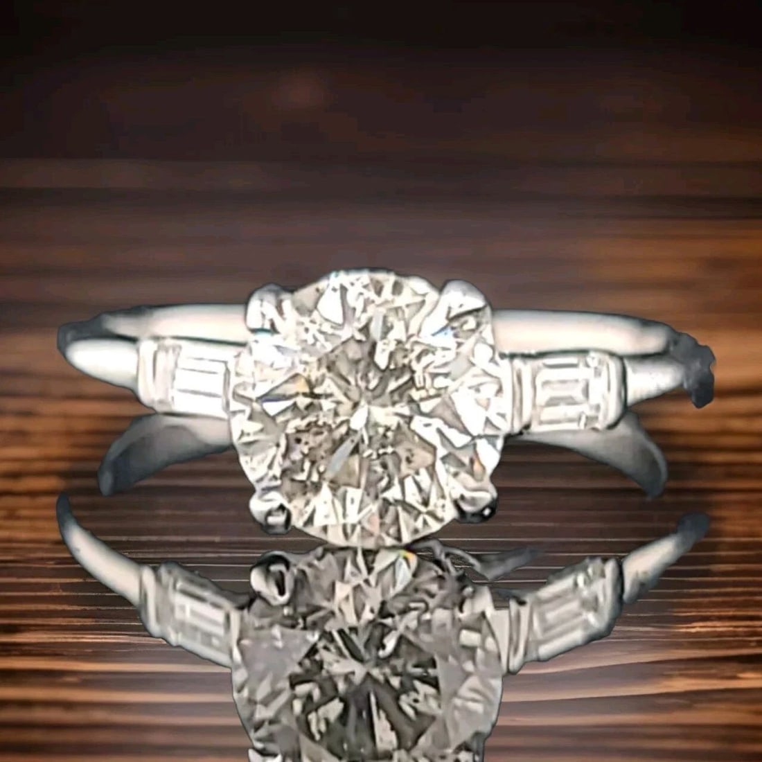 PLATINUM VINTAGE ENGAGEMENT RING 1.58CT. NATURAL LIGHT CHAMPAGNE DIAMOND 1930'S: PLATINUM VINTAGE ENGAGEMENT RING 1.58CT. NATURAL LIGHT CHAMPAGNE DIAMOND 1930'S This stunning antique engagement ring features a beautiful natural light champagne diamond weighing 1.58 carats. SIZE 7.