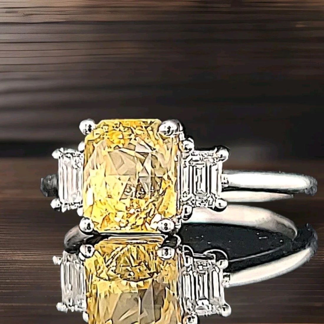 14K WHITE GOLD ENGAGEMENT RING 3.02CT.NATURAL YELLOW RADIANT SAPPHIRE GIA CERT: 14K WHITE GOLD ENGAGEMENT RING 3.02CT.NATURAL YELLOW RADIANT SAPPHIRE GIA CERT Here is an outstanding natural yellow sapphire engagement ring, the beautiful three-stone yellow sapphire design gives th