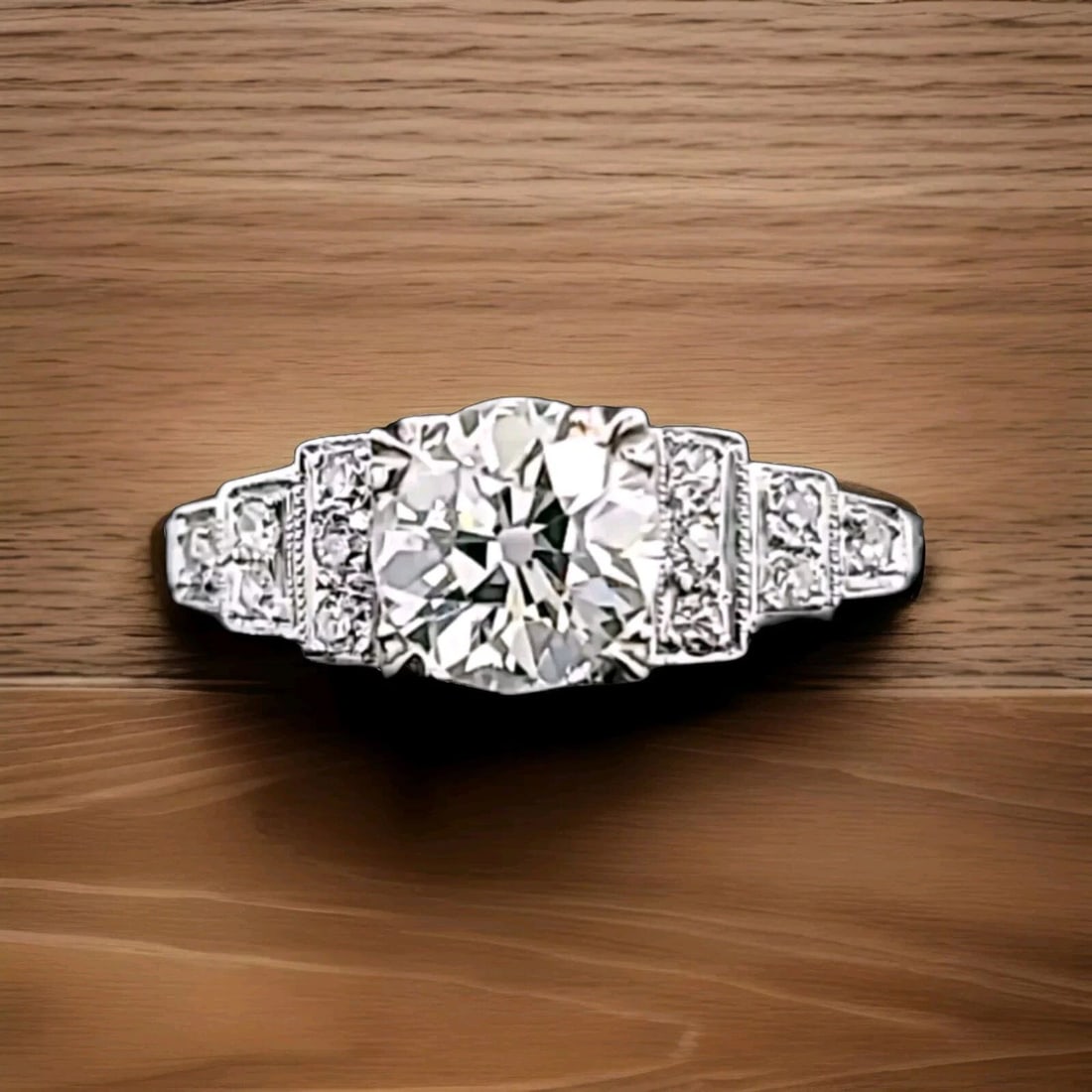 PLATINUM VINTAGE ENGAGEMENT RING 0.99CT.NATURAL OLD EURO ROUND DIAMOND GIA CERT: PLATINUM VINTAGE ENGAGEMENT RING 0.99CT.NATURAL OLD EURO ROUND DIAMOND GIA CERT This stunning antique engagement ring from the Art Deco era is the perfect choice for those looking for a unique and tim
