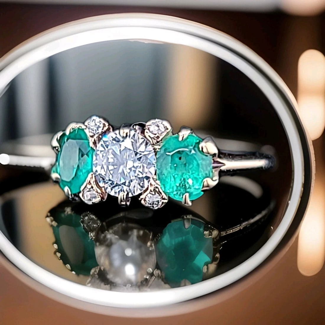 1.72CT VINTAGE 14K YELLOW GOLD ENGAGEMENT RING NATURAL EMERALD EURO CUT DIAMOND: 1.72CT VINTAGE 14K YELLOW GOLD ENGAGEMENT RING NATURAL EMERALD EURO CUT DIAMOND Here is an outstanding 14k yellow gold green emerald and diamond engagement ring from circ 1930 beautiful three-stone di