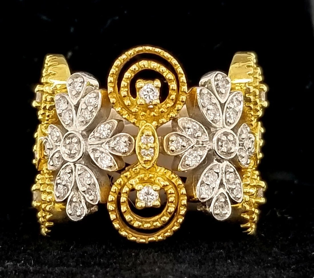 18K YELLOW WHITE GOLD RING 0.65CT. NATURAL DIAMOND SONIA B (1 of 2)