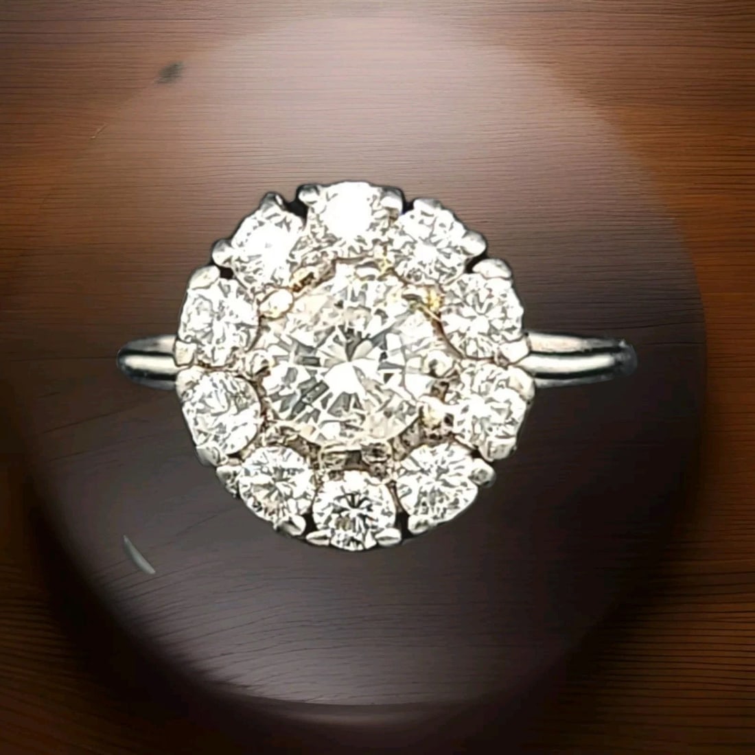 VINTAGE PLATINUM COCKTAIL RING NATURAL ROUND DIAMONDS 1.57CT CIRC 1920'S (1 of 2)
