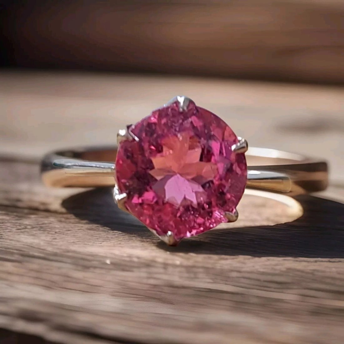 VINTAGE PLATINUM ENGAGEMENT RING 2.84CT. NATURAL ROUND PINK TOURMALINE: VINTAGE PLATINUM ENGAGEMENT RING 2.84CT. NATURAL ROUND PINK TOURMALINE GORGEOUS VINTAGE Platinum engagement ring with natural pink tourmaline in a round shape, weight 2.84ct. size 8.8mm very nice rich