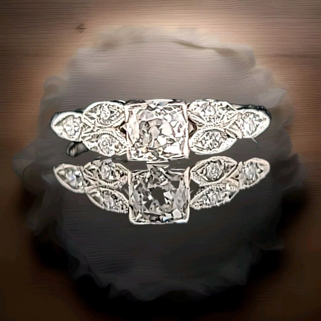 VINTAGE PLATINUM ENGAGEMENT RING 0.65CT.NATURAL OLD MINE CUT DIAMOND 1920'S (1 of 2)