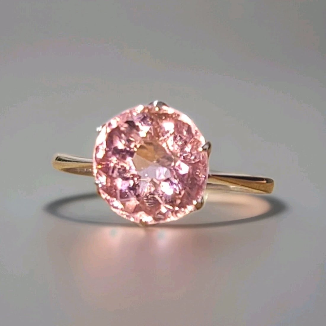 VINTAGE PLATINUM ENGAGEMENT RING 2.92CT. NATURAL ROUND PINK TOURMALINE (1 of 2)