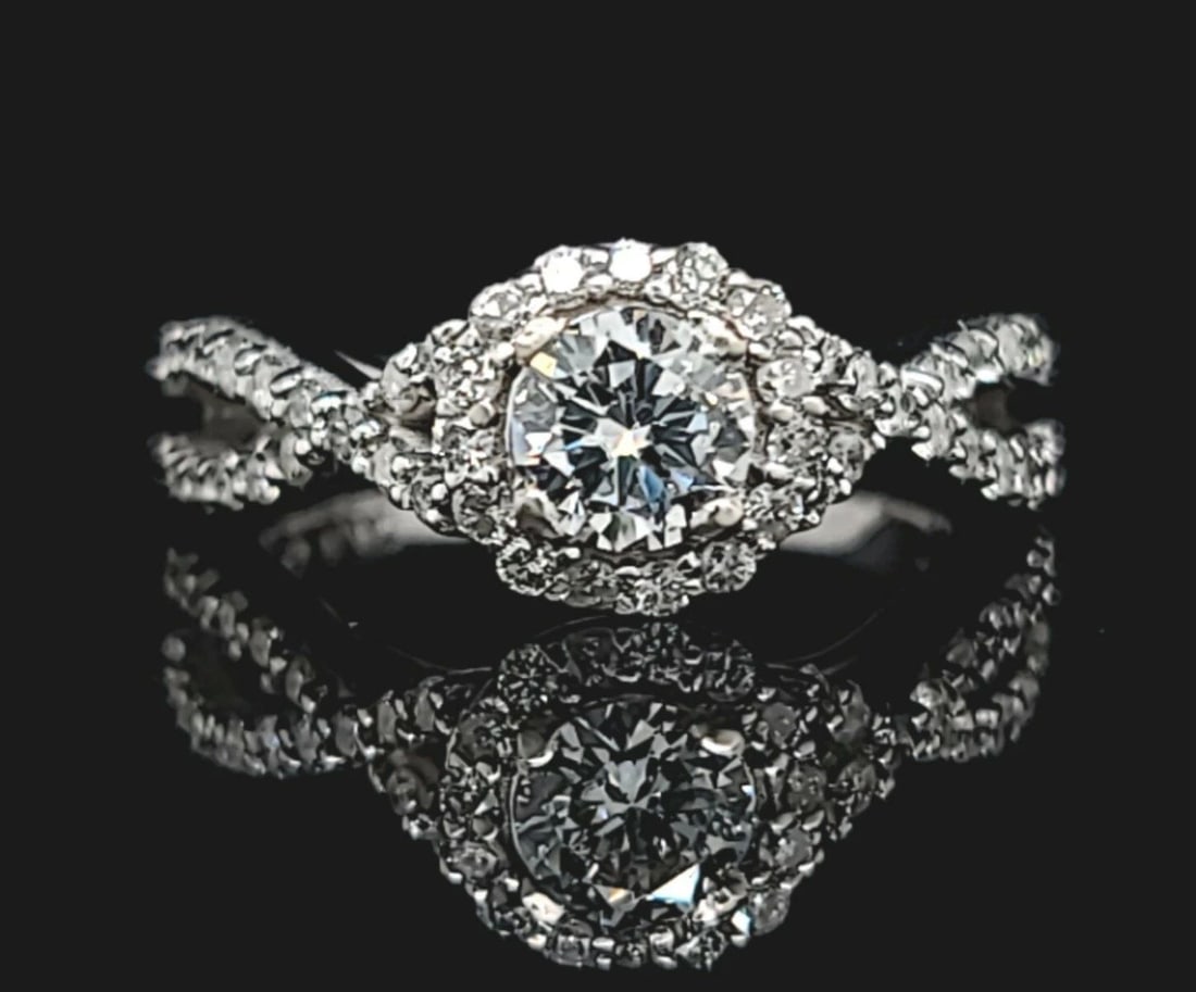14K WHITE GOLD 1.22CT. NATURAL ROUND DIAMOND ENGAGEMENT RING (1 of 2)